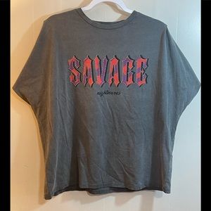 Bershka Novelty T-shirt, Size L, “ Savage nightmares” Gray, NWT